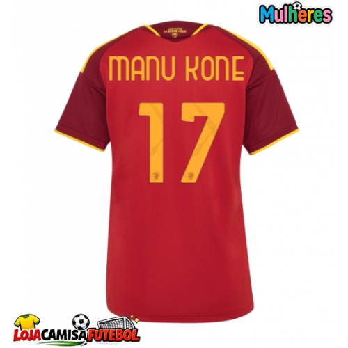 Camisa de Futebol AS Roma Manu Kone #17 Equipamento Principal Mulheres 2026-27 Manga Curta